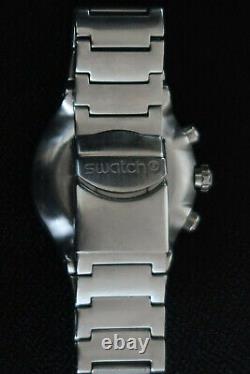 Swatch Get Fly Black Chronograph Watch World Time Stainless Steel Strap Classic