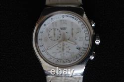 Swatch Irony Yos439 Your Turn White Chronograph Watch Black White Dial A Classic