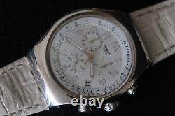 Swatch Irony Yos439 Your Turn White Chronograph Watch Black White Dial A Classic