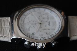 Swatch Irony Yos439 Your Turn White Chronograph Watch Black White Dial A Classic