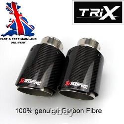 TRiX Real Dry Carbon Fibre Akrapovic Exhaust Tips 2 in 3.25 out SILVER PAIR