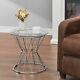 Tempered Glass Coffee Table Stainless Steel Chrome Pedestal Legs Side End Tables