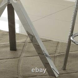 Tempered Glass Dining Table Clear Tabletop with Tripod Stainless Steel Base Legs