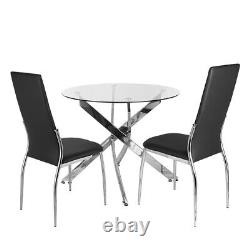 Tempered Glass Dining Table Stainless Steel Chrome Legs Living Room Furniture UK