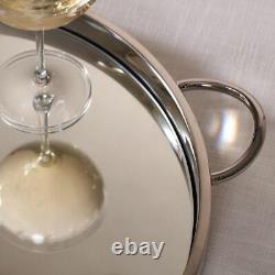 The White Company Sibton Round Serving Tray Stainless Steel Dinner Drinks
