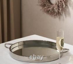 The White Company Sibton Round Serving Tray Stainless Steel Dinner Drinks