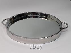 The White Company Sibton Round Serving Tray Stainless Steel Dinner Drinks
