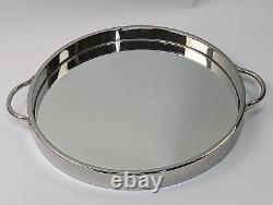The White Company Sibton Round Serving Tray Stainless Steel Drinks Dinner