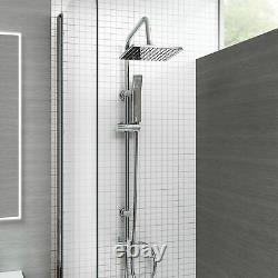 Thermostatic Bath Shower Mixer Tap With Square 3 Way Rigid Riser Rail Kit H