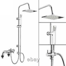 Thermostatic Bath Shower Mixer Tap With Square 3 Way Shower Rigid Riser Rail Kit