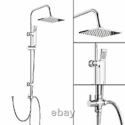 Thermostatic Bath Shower Mixer Tap With Square 3 Way Shower Rigid Riser Rail Kit