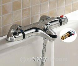 Thermostatic Bath Shower Mixer Tap With Square 3 Way Shower Rigid Riser Rail Kit