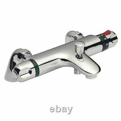 Thermostatic Bath Shower Mixer Tap With Square 3 Way Shower Rigid Riser Rail Kit