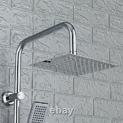 Thermostatic Bath Shower Mixer Tap With Square 3 Way Shower Rigid Riser Rail Kit