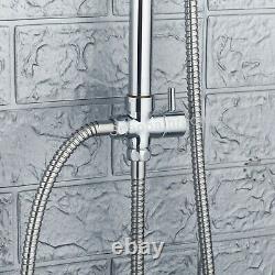 Thermostatic Bath Shower Mixer Tap With Square 3 Way Shower Rigid Riser Rail Kit