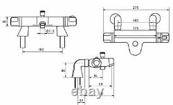 Thermostatic Bath Shower Mixer Tap With Square 3 Way Shower Rigid Riser Rail Kit