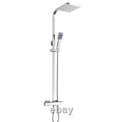 Thermostatic Mixer Shower Set Twin Head Exposed Valve Faucet Square30cm Bathroom