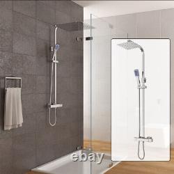 Thermostatic Mixer Shower Set Twin Head Exposed Valve Faucet Square30cm Bathroom