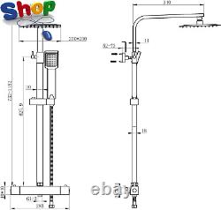 Thermostatic Shower Mixer Set Chrome, Square 38 ° C Thermostat Shower