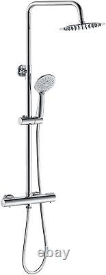 Thermostatic Shower Mixer Set Chrome, round 38 ° C Thermostat Shower S
