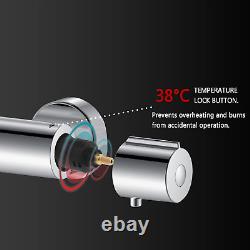 Thermostatic Shower Mixer Set Chrome, round 38 ° C Thermostat Shower S