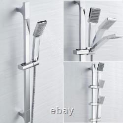 Thermostatic Shower Mixer Set, Square Shower Valve with Adjustable Riser Kit, Ch