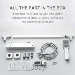 Thermostatic Shower Mixer Set, Square Shower Valve with Adjustable Riser Kit, Ch