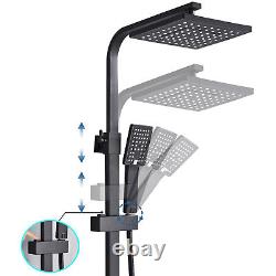 Thermostatic Shower Mixer Square Bar Set Exposed Valve Bathroom Twin Head Kit