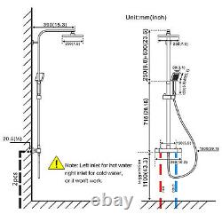 Thermostatic Shower Mixer Square Bar Set Exposed Valve Bathroom Twin Head Kit