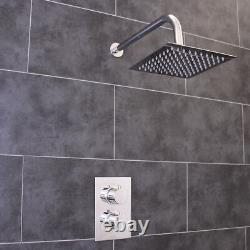 Thermostatic Shower Mixer Valve 1 Way Outlet 200mm Thin Stainless Steel Head