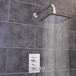 Thermostatic Shower Mixer Valve 1 Way Outlet 200mm Thin Stainless Steel Head