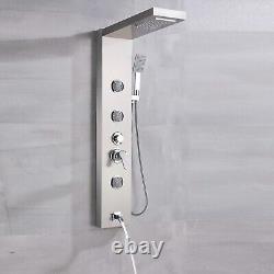 Thermostatic Shower Panel Column Nickel 4 Functions Hand Shower Stainless Steel