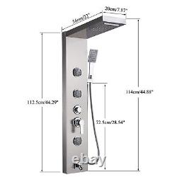 Thermostatic Shower Panel Column Nickel 4 Functions Hand Shower Stainless Steel