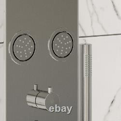 Thermostatic Shower Panel Column Tower 4 Body Jets Twin Head Bathroom Polished