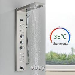 Thermostatic Shower Panel Column Tower- Waterfall, Rainfall Shower Message Jets