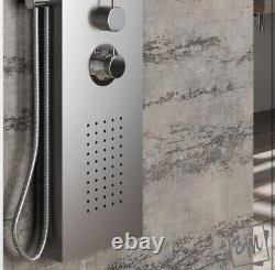 Thermostatic Waterfall Shower Tower Body Jets & Handset Chrome Stainless Steel