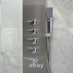Thermostatic Waterfall Shower Tower Body Jets & Handset Chrome Stainless Steel