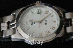 Tissot Pr50 Quartz Watch White And Chrome Roman Dial Stainless Strap A Classic