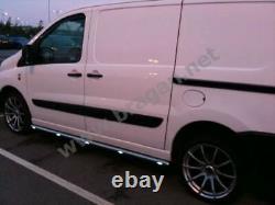 To Fit 07-16 Citroen Dispatch LWB Stainless Steel Side Chrome Bars Tubes + LEDs