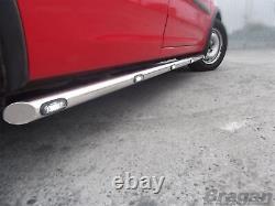 To Fit 07-16 Citroen Dispatch LWB Stainless Steel Side Chrome Bars Tubes + LEDs