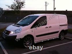 To Fit 07-16 Citroen Dispatch LWB Stainless Steel Side Chrome Bars Tubes + LEDs