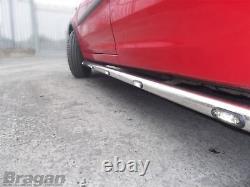 To Fit 07-16 Citroen Dispatch LWB Stainless Steel Side Chrome Bars Tubes + LEDs
