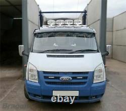 To Fit 2014+ Ford Transit MK8 Stainless Steel Chrome Front Roof Light Bar + LEDs