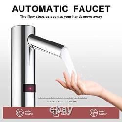 Touchless Bathroom Faucet Chrome Automatic Bathroom Sink Faucet with Hole Cover