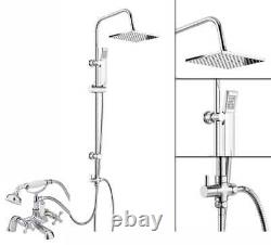 Traditional Bath Shower Mixer Tap With 3 Way Square Rigid Riser Rail Kit WN