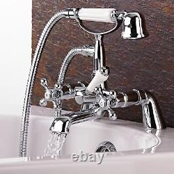 Traditional Bath Shower Mixer Tap With 3 Way Square Rigid Riser Rail Kit WN