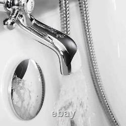 Traditional Bath Shower Mixer Tap With 3 Way Square Rigid Riser Rail Kit WN