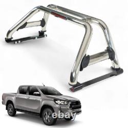 Universal Chrome stainless steel Roll Bar with Brake lights DOUBLE CAB 2005 ON