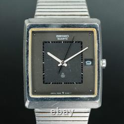 Vintage 1978 N-MINT SEIKO EMBLEM 7832-5050 Date Square Tank ShapeMen