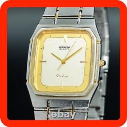 Vintage 1982 N-MINT SEIKO Dolce 9521-5020 Original Band Square Tank ShapeMen